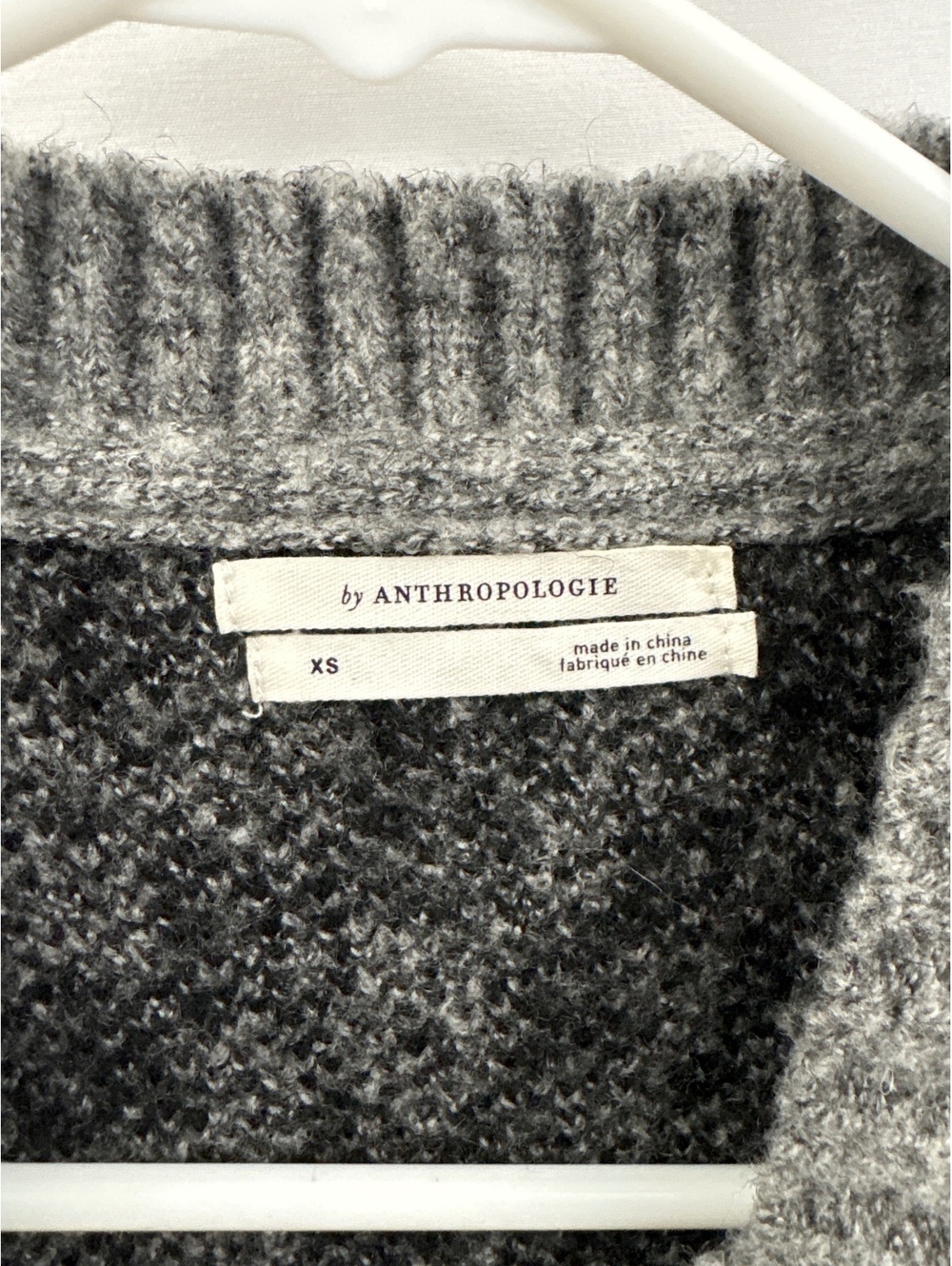 Anthropologie Gray Open Front Cardigan Sweater with Animal Print Detail XS - Picture 3 of 6